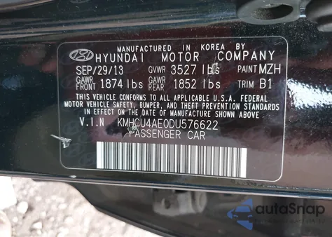 2013 Hyundai Accent Gls z USA, uszkodzony, nr VIN KMHCU4AE0DU576622